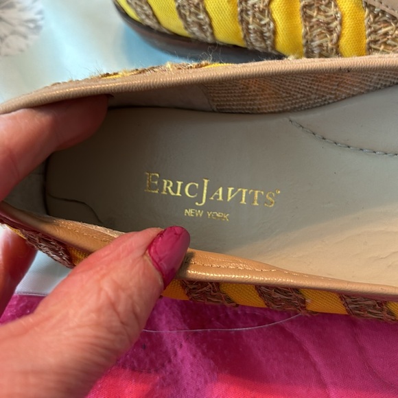 Designer ERIC JAVITS* New York Yellow/Brown burlap Ribbon Sz 9 right 9.5 left - Picture 3 of 8